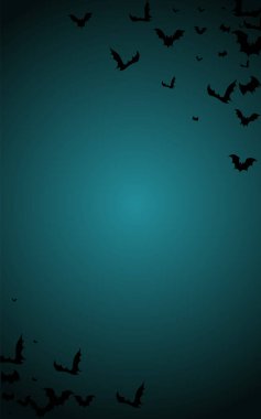 Kara Kanat Parti Vektörü Mavi Arkaplan. Uçan Yarasa Pilotu. Korkunç Canavar Şablonu. Grunge Posteri.