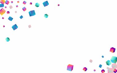 Gradyan Küp Vektörü Beyaz Arkaplan. Parlak İş Elementi Duvar Kağıdı. Geometrik Rhombus Şablonu. Yanardöner Konfeti Yapı Broşürü.