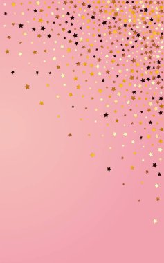 Yaldızlı Yıldız Vektörü Pembe Arkaplan. Altın Kutlama Gökyüzü İllüstrasyonu. Cosmos Şablonu 'nu parlat. Parlak Noel Yıldızı Tasarımı.