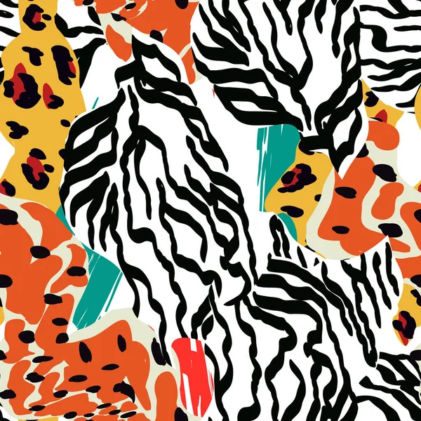 Mieszać Snake Spot Vector Bezszwowy Wzór Kamuflaż Zebra Texture Kolorowe — Wektor stockowy