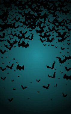 Karanlık Yarasa Korkunç Vektör Mavi Arkaplan. Canavar Partisi Çizimi. Dekor Sürüsü Pilotu. Grunge Bayrağı.