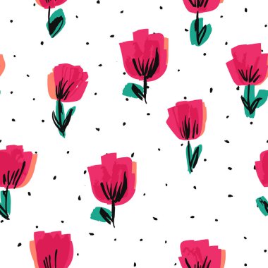 Mor Lale Çekim Vektörü Kusursuz Desen. Lotus Düğün Kağıt Dokusu. Kırmızı Işık Çizim Tasarımı. Gül Romantik Duvar Kağıdı.