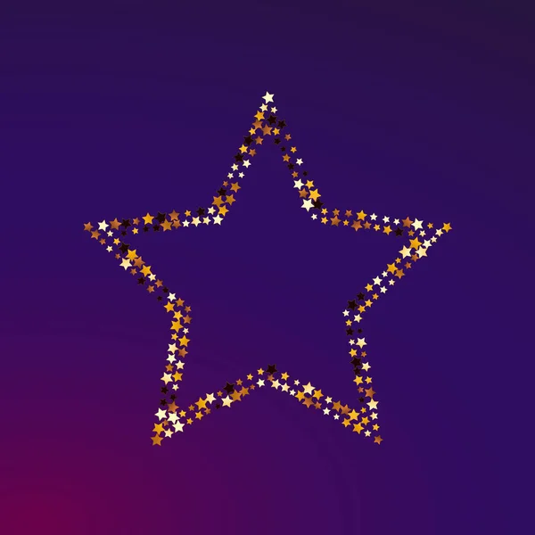 Golden Star Vector Purple Background Gilded Holiday Glitter Pattern Dust — Stock Vector