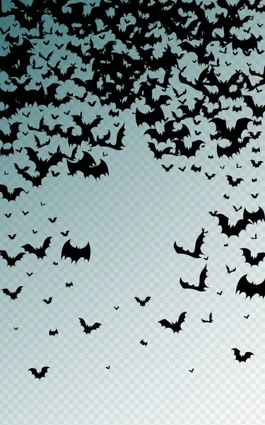 Black Flock Horror Vector Fondo Transparente Patrón Vuelo Del Monstruo — Vector de stock