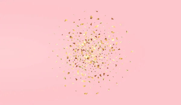 金箔記念日ベクトルピンクの背景 クリスマス シャイン カード 黄金の雨透明バナー グリッターアートポストカード — ストックベクタ