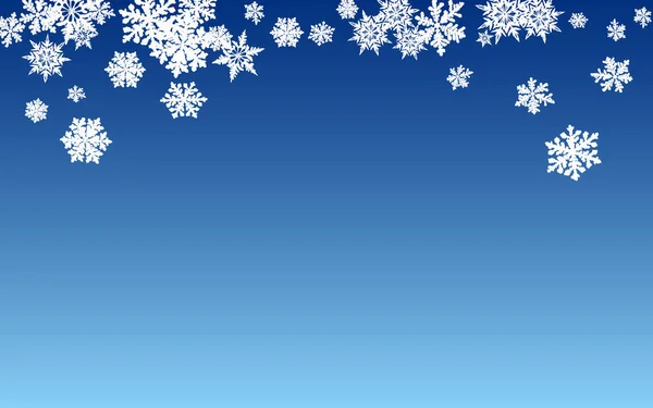 ホワイトスノーパノラマベクトルブルーの背景 ファンタジースノーフレークパターン グレイマジックイラスト 降雪設計の落下 — ストックベクタ