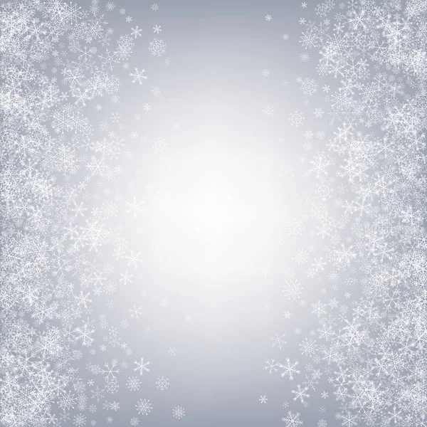 Plata Copo Nieve Vector Gris Fondo Banner Nieve Invierno Tarjeta — Vector de stock