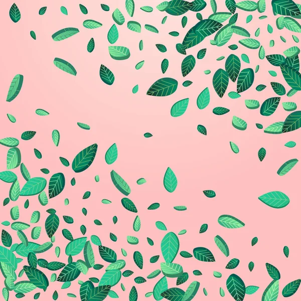 Оливковые Листья Летят Розовом Фоне Ветряная Ветка Плакат Экологии Мятной — стоковый вектор