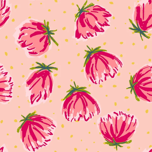 Pink Flower Marker Vector Seamless Pattern Tulpenlichtdesign Rote Und Blaue — Stockvektor