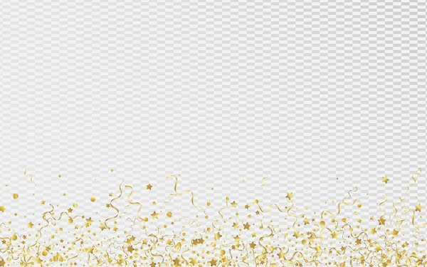 Žluté Confetti Vír Vektor Průhledné Pozadí Festive Streamer Pozvánka Vánoční — Stockový vektor