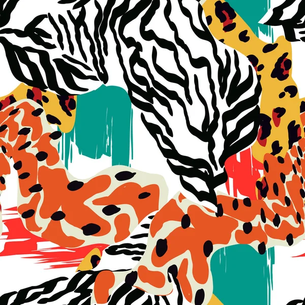 Plemienny Cheetah Futro Wektor Bezszwowy Wzór Ilustracja Safari Tiger Jasna — Wektor stockowy