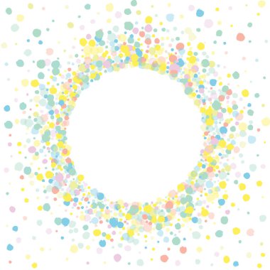 Pastel Yağmuru Davetiyesi Beyaz Arkaplan. Düşen Şenlik Çemberi Kartı. Uçan Polka Duvar Kağıdı. Renk Sıçratma Eğlence Kartpostalı.