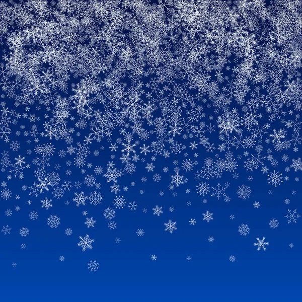 Argent Flocon Neige Vecteur Fond Bleu Nouvelle Snow Card Blanc — Image vectorielle