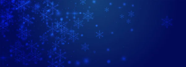 Glow Snowfall Vector Pnoramic Blue Background Silver Elegant Dots Banner — Vetor de Stock
