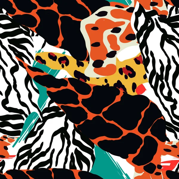Färgglada Cheetah Djur Hud Vektor Sömlös Mönster Art Tiger Bakgrund — Stock vektor