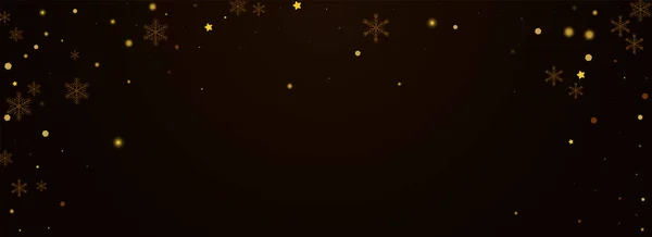Golden Flake Vector Pnoramic Brown Background Jiskřivé Vánoční Hvězdy Tapety — Stockový vektor