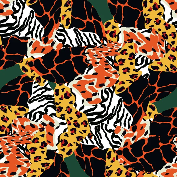 Tribal Leopard Animal Skin Vector Seamless Pattern 위장복을 재규어 페이퍼와 — 스톡 벡터