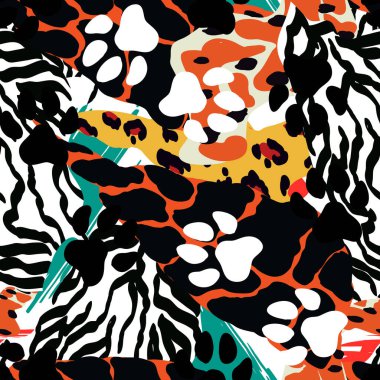 Kabile Aslanı Saç Vektörü Kusursuz Şablon. Moda Kaplan Tasarımı. Parlak Vahşi Leke Yılan Duvar Kağıdı. Modern Zebra Soyut Arkaplanı.