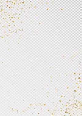 Sarı Yıldız Uçan Vektör Şeffaf Arkaplan. Şenlikli Kurdele Davetiyesi. Spiral Kağıt Şubesi. Altın Eğlence Tasarımı.