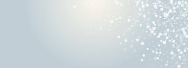 Konfeti Vektörü Gri Panoramik Arkaplanı Ört. Gri Minimal Flake Arkaplanı. Noel Yıldızları İllüstrasyonu. Zarif Kar Davetiyesi.