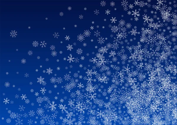 Silber Schneefall Vector Blue Hintergrund Neue Schneeflockenillustration White Falling Backdrop — Stockvektor