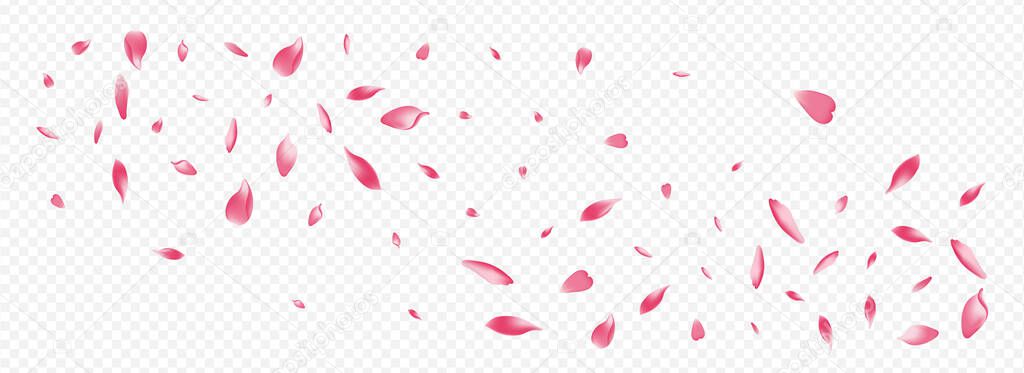 Red Bloom Vector Panoramic Transparent Background. Flower Mother Backdrop. Apple Japan Template. Cherry Romance Design. Color Blooming Wedding Texture.