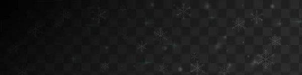 Серебряный Вектор Снегопада Панорамный Прозрачный Фон Волшебные Обои Снежинки Серый — стоковый вектор