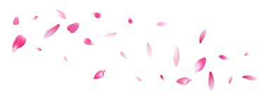 Pastel Rose Petal Vector White Background. Purple Floor Sakura Petal Pattern. Flower Petal Air Poster. Bright Apple Petal Frame. clipart