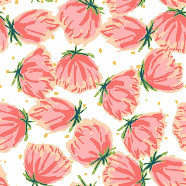 Pink Flower Drawing Vector Naadloos Patroon Tulp Wedding Wallpaper Rode — Stockvector