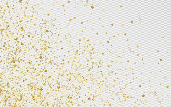 ゴールドストリーマーお祝いベクトル透明背景 要旨サーペンタイン ポスター スターペーパープラント 黄金分離分枝 — ストックベクタ