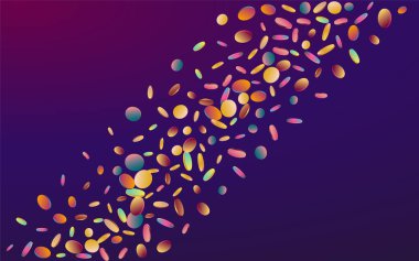 Sihirli Toz Uçan Mor Arkaplan. Çok renkli Falling Festive Su Sıçratma Kartı. Dekorasyon duvar kâğıdı. Gradyan Vektör Tasarımı.