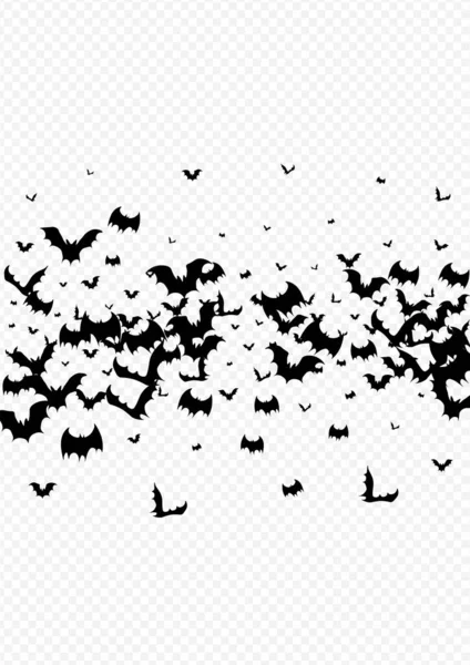 Dark Silhouette Fly Vector Sfondo Trasparente Cornice Decorativa Vampiri Cartoon — Vettoriale Stock