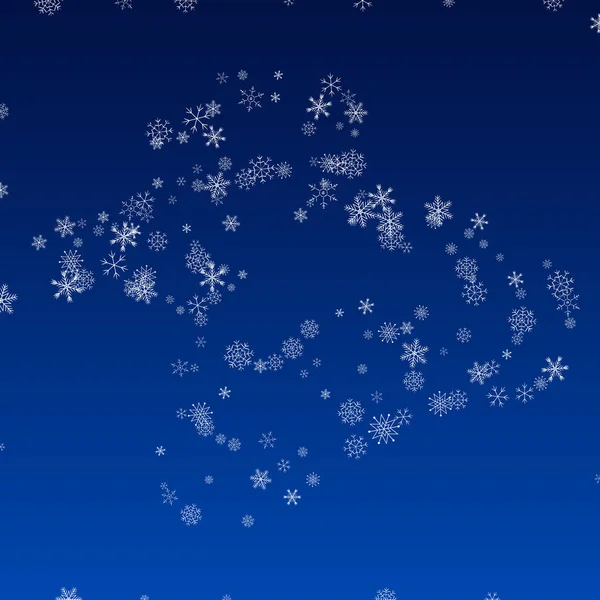 Silver Snowfall Vector Blue Background Zimní Sněhový Vzor Bílá Obloha — Stockový vektor