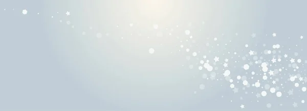 グレースノーベクトルグレーパノラマの背景 ホワイトシャインスター壁紙 最小限のフレークデザイン エレガントな吹雪のカード — ストックベクタ