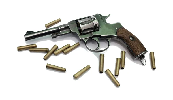 Old revolver with cartridges — Stock Photo, Image