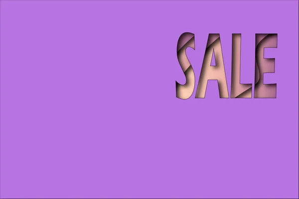 Tags Sale Inscriptie Purple Achtergrond Paper Cut Style Sales en kortingen concept. 3D render.Vector. — Stockvector