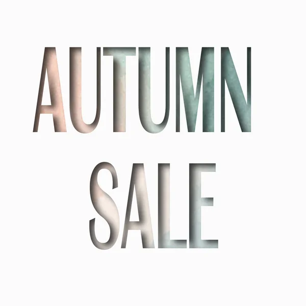 Tags Watercolor Lettering Autumn Sale White Background Paper Cut Style — Stock Photo, Image