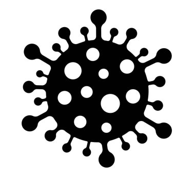 Covid19 vektör illüstrasyonu- Coronavirus siyah ve beyaz virüs beyaz zemin üzerinde izole edilmiş resimleme poter basmak ve tasarlamak için harika, sosyal uzaklık sağlık, salgın hastalık, aşı, okullar, hijyen, önleme ve bakım için broşürler