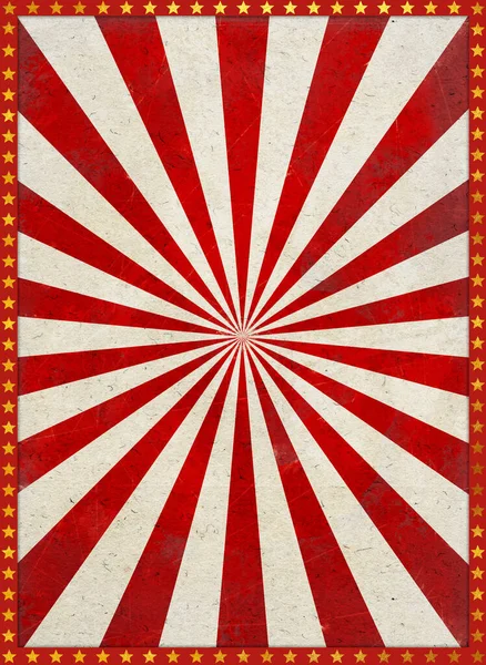 Vintage circus poster blank background with a luxury frame border and golden stars over a red sunbeams circus tent pattern in perfect retro style, useful for festivals, shows, events, birthday parties, weddings, cards, posters, graphic and web design