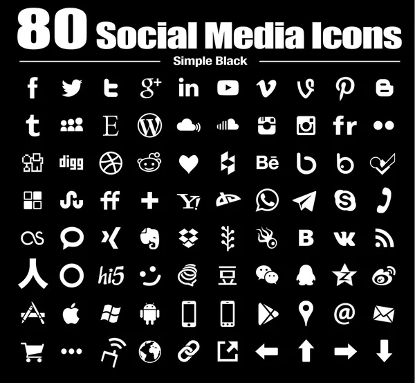 Colección de iconos de redes sociales simples — Foto de Stock