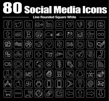 80 new Line square social media icons