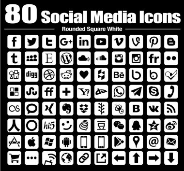 80 new rounded square social media icons