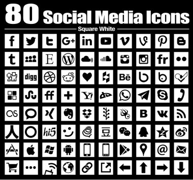 80 new Square Social Media Icons