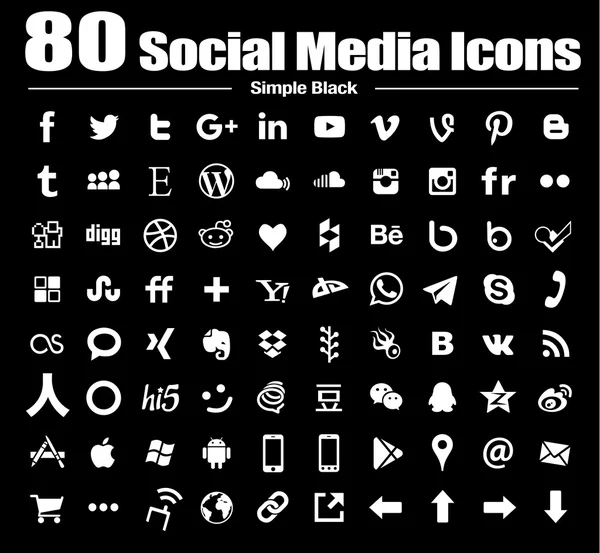 Ícones de mídia social plana — Fotografia de Stock