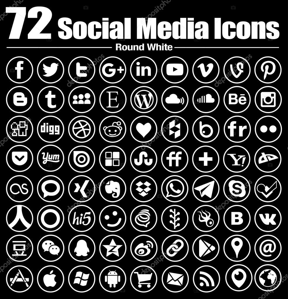 social media icons black and white transparent