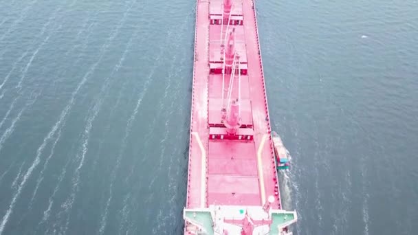 Πλοίο ξηρού φορτίου μεταφέρει σιτηρά στη θάλασσα — Αρχείο Βίντεο