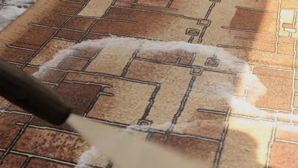 Utilisant Eau Haute Pression Pour Nettoyer Laver Votre Tapis Maison — Video