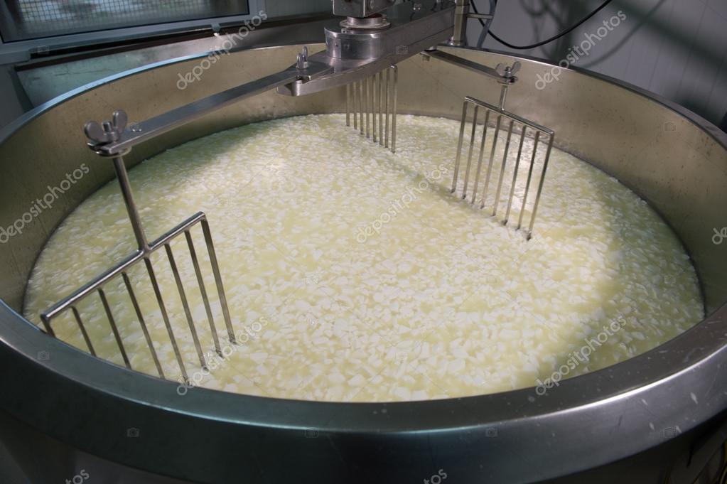 Cheesemaker Traditional cheese making at a creamery, — Stock Photo