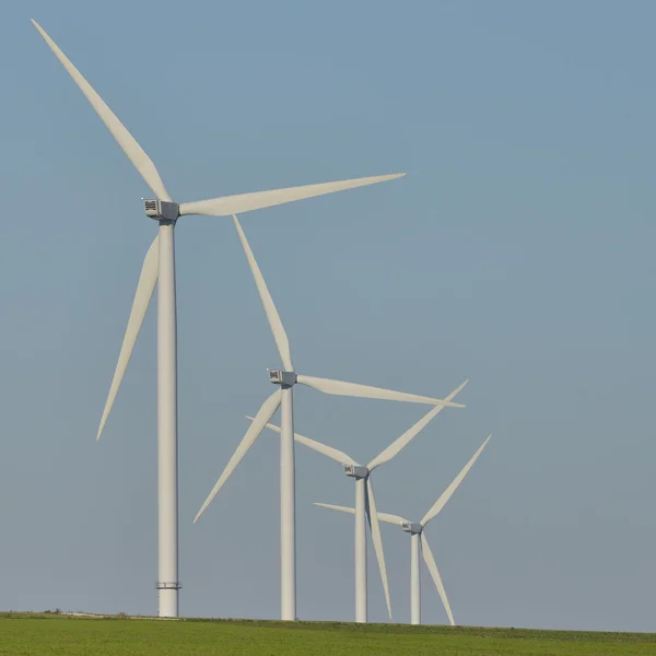 Windmills for electric power production on blue sky — Stock Photo, Image