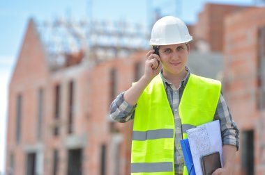 Foreman'ın telsiz şantiye kullanarak yürüyüş